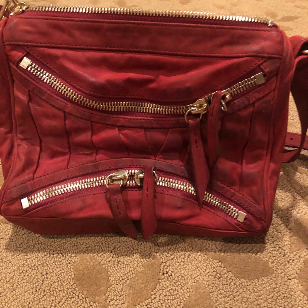 Treesje red distressed crossbody bag